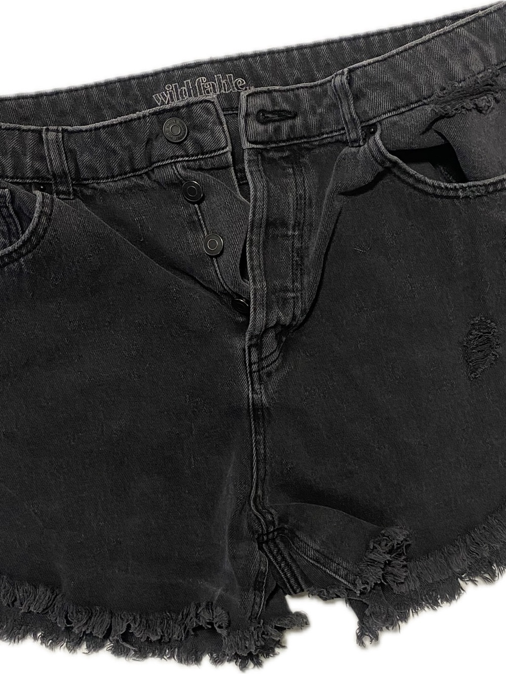wild fable Black High-Waist Frayed Denim Shorts